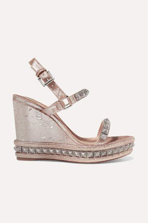 Pyradiams 110 Spiked Lame Wedge Sandals - Silver