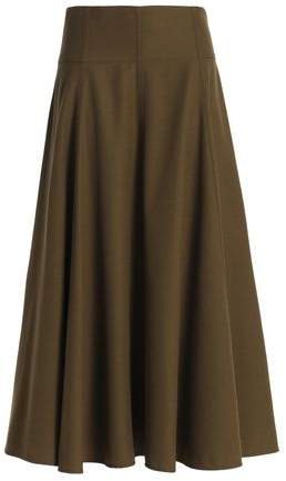 Wool-twill Midi Skirt