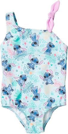 Disney Lilo & Stitch Little Girls One Piece Bathing Suit Floral Blue 6: Clothing, Shoes & Jewelry