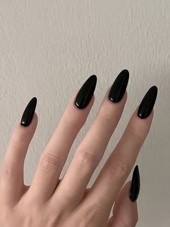 black medium almond gel nails