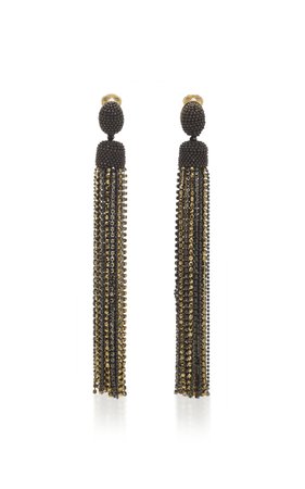 Crystal-Embellished Tassel Earrings by Oscar de la Renta | Moda Operandi