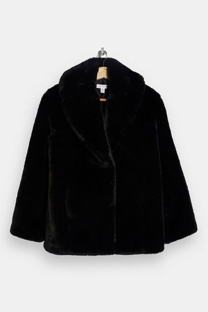 Black Two Tone Faux Fur Coat | Topshop