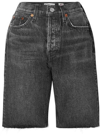 80s Frayed Denim Shorts - Black
