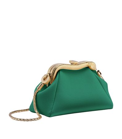 Bvlgari green Leather Serpentine Clutch Bag | Harrods UK
