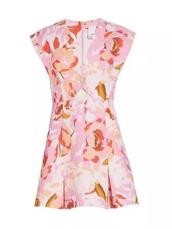 Shop Acler Quincy Cut-Out Floral Linen-Blend Minidress | Saks Fifth Avenue