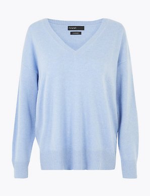Pure Cashmere Relaxed V-Neck Jumper | Autograph | M&S