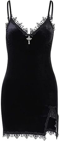 Amazon.com: Lace Mini Sleeveless Dress Black Lace Draped Bodycon Gothic Summer Dress Gothic Vintage Goth Dresses: Clothing, Shoes & Jewelry