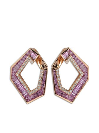 Kavant & Sharart 18kt rose gold Large Origami Link no.5 sapphire and diamond earrings - FARFETCH