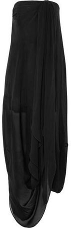 Asola Strapless Draped Georgette Maxi Dress - Black
