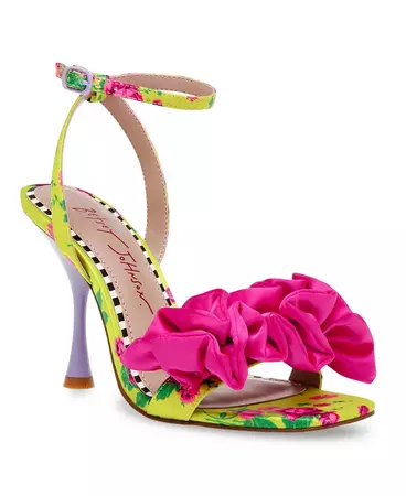 Betsey Johnson Women's Elmira Ruffled Floral Heel Sandals & Reviews - Sandals - Shoes - Macy's