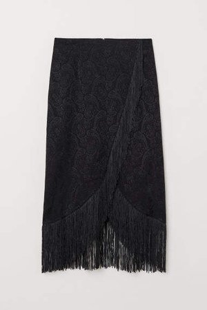 Skirt with Fringe - Black