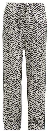 Greenfield Chevron Stripe Crepe Trousers - Womens - Black White