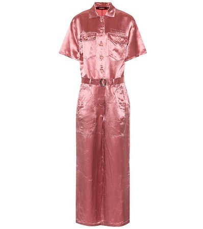 Washed satin buttoned down jumpsuit