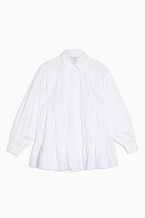 White Tiered Poplin Shirt | Topshop