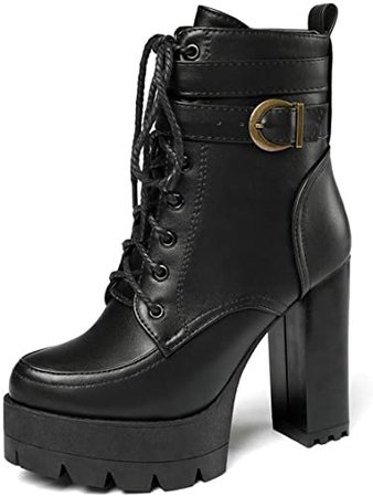 Amazon.com | gongxifacai New British Style high Heel Martin Boots | Ankle & Bootie