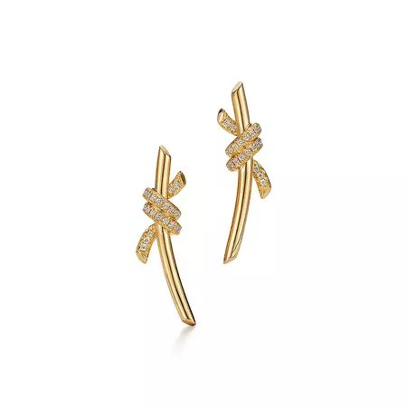 Tiffany Knot Earrings in Yellow Gold with Diamonds | Tiffany & Co.