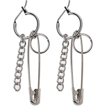 Celan 1Pair Safety Pin Shape Geometry Long Chain Tassel Irregular Earring G-Dragon: Amazon.co.uk: Jewellery