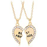 Amazon.com: JiangYan-US Best Friend Necklaces BFF Engraved 2 Pieces Broken Heart Matching Puzzle Friendship Pendant Necklace: Jewelry