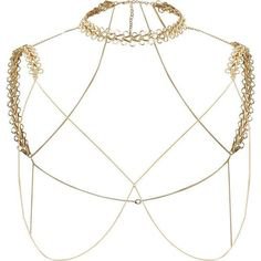 River Island Gold tone chain shoulder and choker harness ($50)