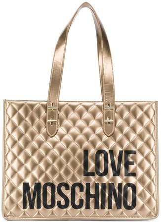 logo print quilted tote bag