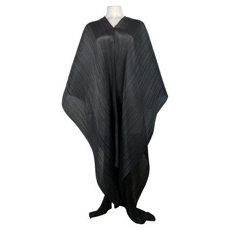 Pleats Please By Issey Miyake Black Maxi Poncho Dress One Size For Sale at 1stDibs