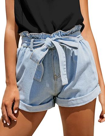 Utyful Jean Shorts Womens High Waisted Summer Roll Hem Denim Shorts Women Stretchy at Amazon Women’s Clothing store