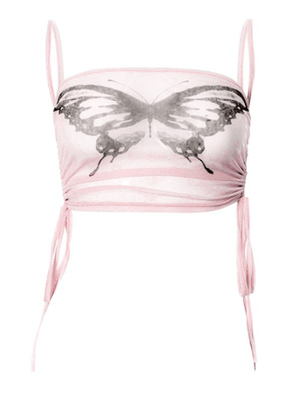 Lace-Up Butterfly Crop Cami Top