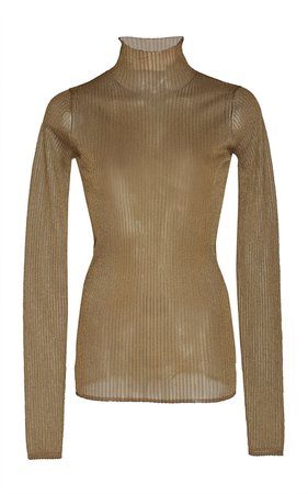 Ribbed Lurex Turtleneck Sweater by Vince | Moda Operandi
