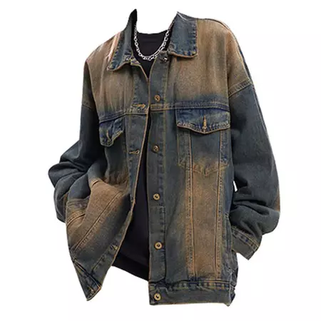Washed Brown Loose Denim Jacket | AESTHETIC OUTFITS – Boogzel Clothing