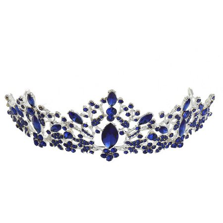 Luxury Exquisite Blue Rhinestone Embellishment Crown Bridal Crown Tiara for Woman Wedding Hair Jewelry Accessories | Wish