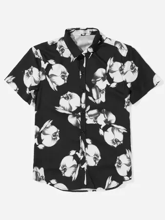 Men All Over Florals Shirt -SheIn(Sheinside)