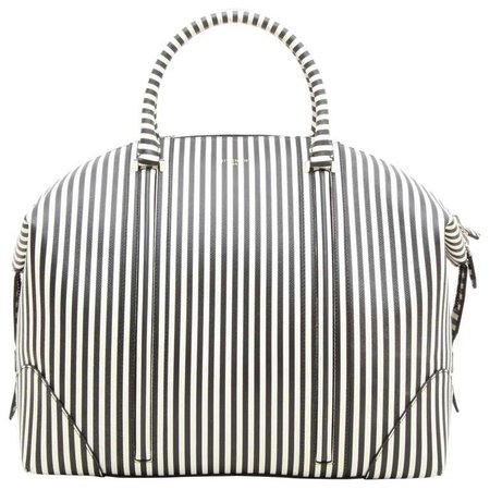 Givenchy Black Striped White Leather Weekend Bag For Sale at 1stdibs