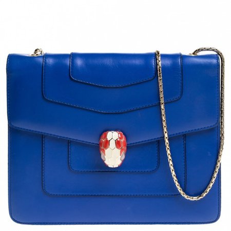 BVLGARI Serpenti leather handbag Blue in Leather