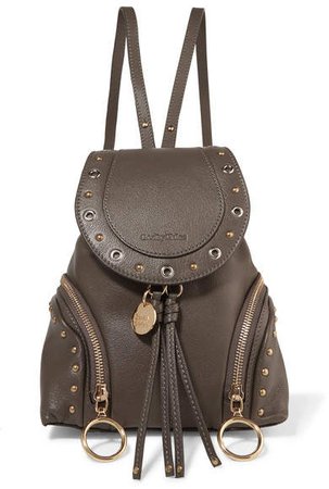 Olga Small Textured-leather Backpack - Charcoal