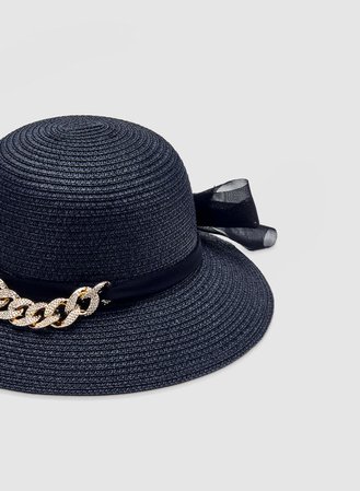 Chain Detail Straw Hat | Laura