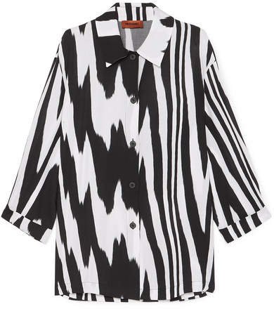 Zebra-print Crepe De Chine Shirt - Black