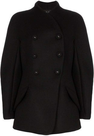 high neck double breasted cropped coat