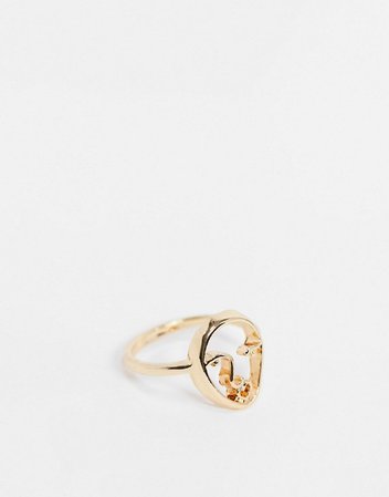 ASOS DESIGN ring with abstract face in gold tone | ASOS