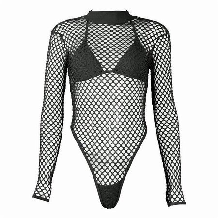 Gothic Fishnet Long Sleeve Bodysuit – ROCK 'N DOLL