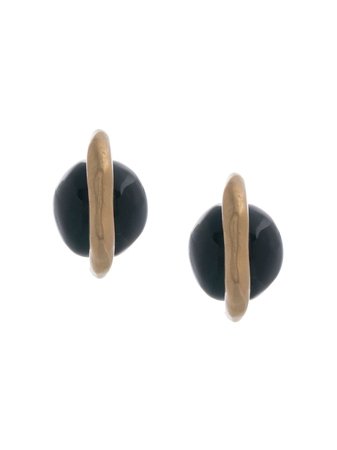 Green & gold Mame Kurogouchi round stone earrings - Farfetch