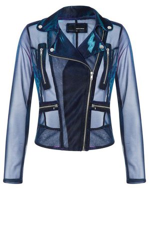 jacket, transparent, biker jacket, tally weijl, blue/purple jacket - Wheretoget