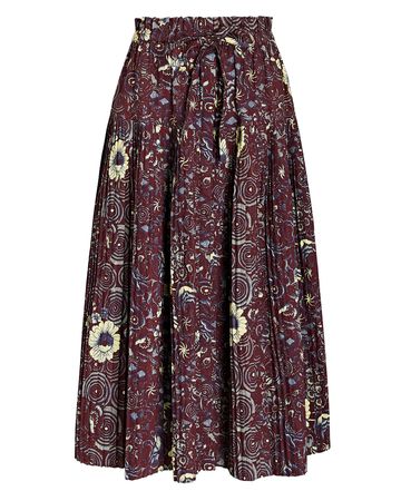 Ulla Johnson Lourdes Pleated Cotton Midi Skirt | INTERMIX®