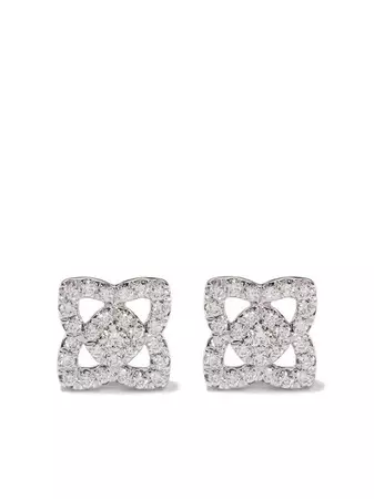 De Beers Jewellers 18kt White Gold Enchanted Lotus Diamond Small Stud Earrings - Farfetch