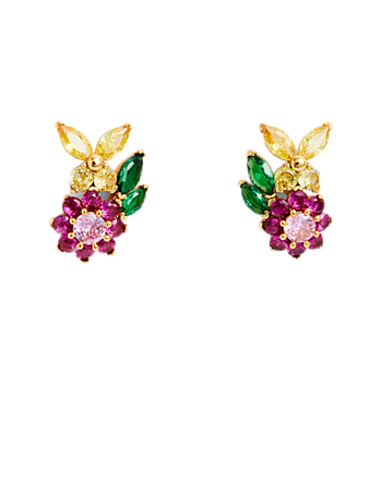 pink gold green jewel earrings jewelry