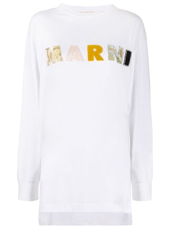 Shop white Marni logo print T-shirt with Express Delivery - Farfetch