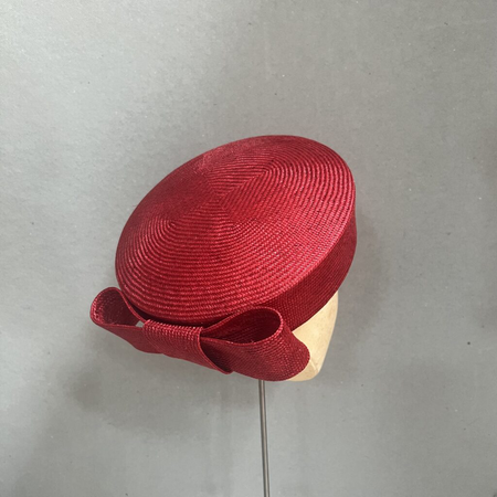 Laura Cathcart red fascinator pillbox hat