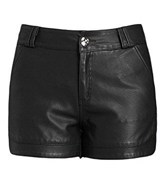 Lotsyle Women's Faux Leather Shorts PU Pants