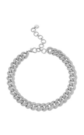 18k White Gold Full Pave Diamond Link Choker Necklace By Shay | Moda Operandi