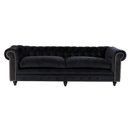 Kensington 3 Seater Chesterfield Sofa, Black Velvet by Huntington Lane | Zanui