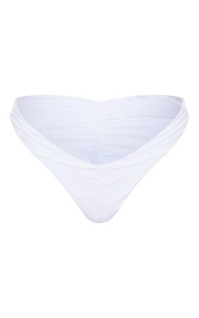 White Ruched Front & Back Bikini Bottom | PrettyLittleThing USA